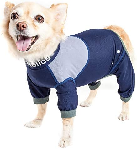 Dog Helios  Tail Runner Lightweight 4Waystretch Breathable Full Bodied Performance Dog Track Suit, Blue And Grey  Large