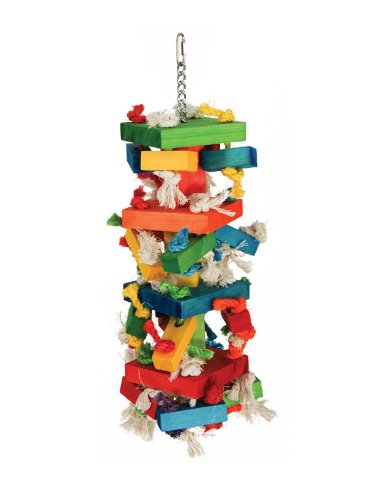 Featherland Paradise Knots N Blocks Bird Toy, Bird Toys, For Parrots, Cockatoos, Macaws, Very Large Birds And Big Beaks