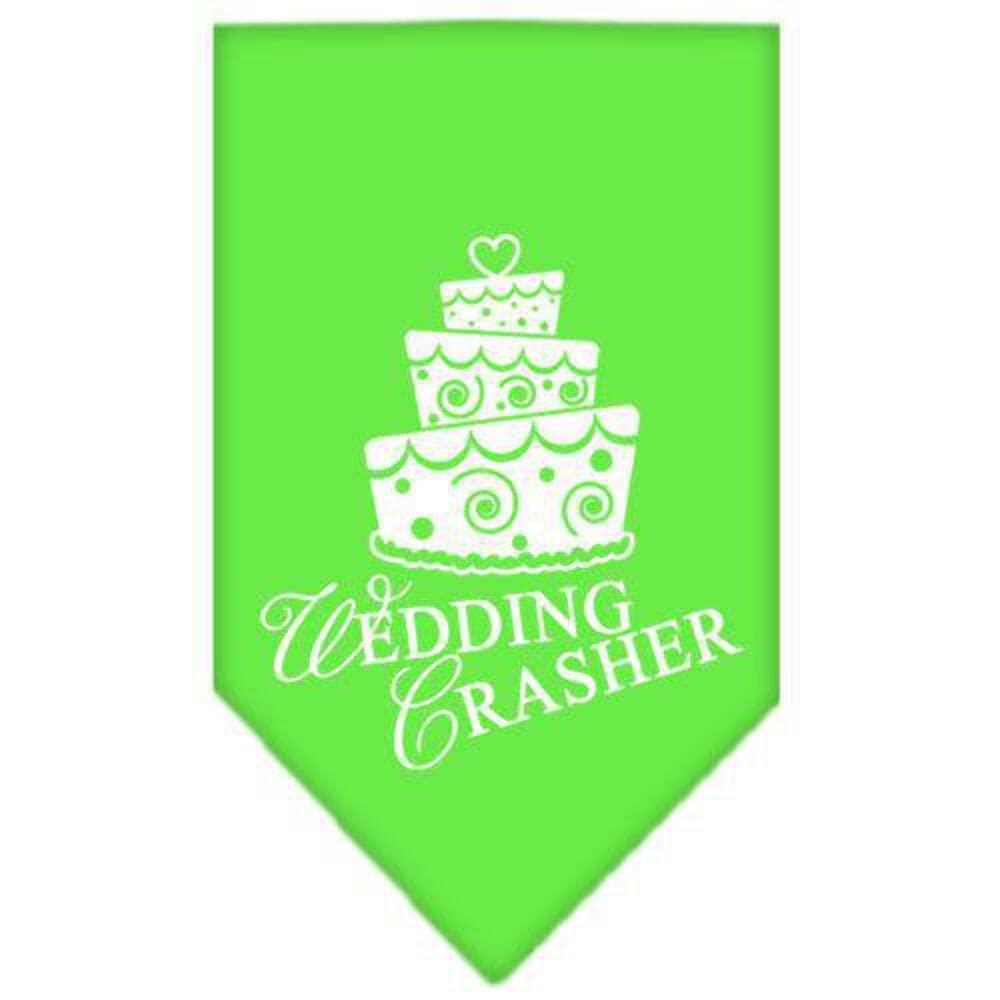 Pet and Dog Bandana Screen Printed, &quot;Wedding Crasher&quot; Lime Green Large