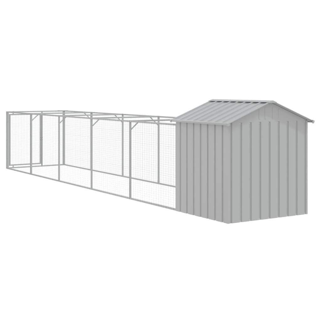 vidaXL Dog House with Roof Light Gray 46.1x239.8x48.4 Galvanized Steel