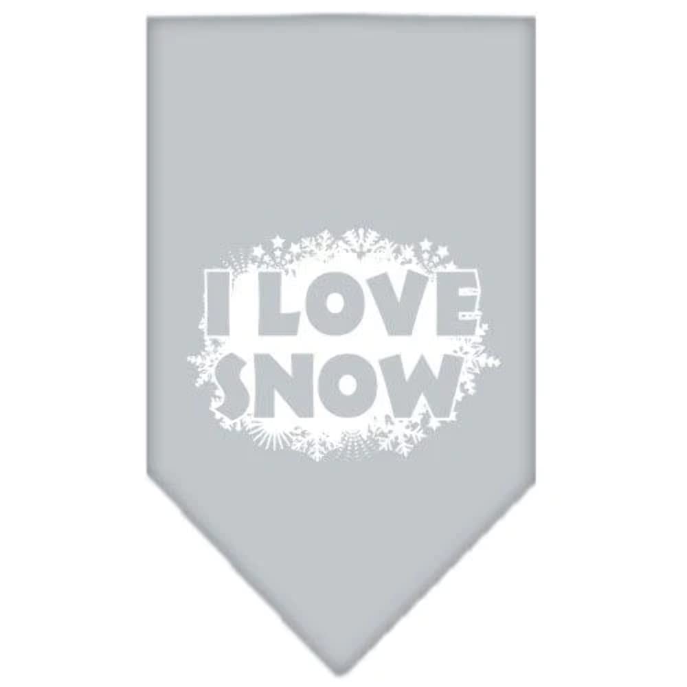 Christmas Pet and Dog Bandana Screen Printed, &quot;I Love Snow&quot; Black Large