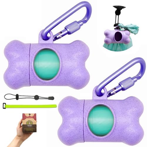 Dog Poop Pickup Bags Holder Dispenser With Standard-Sized Leak-Proof Scented Doggy Waste Bags And Carabiner Hook And Loop Fasten