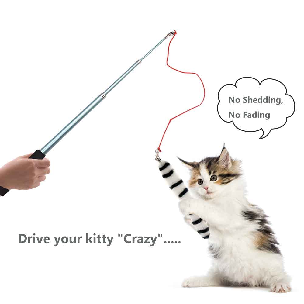 Lasocuhoo Cat Worm Toys, (3 Packs) Interactive Cat Wand Replacement, Cat Wand Refill Attachments For Indoor Cats, Fit For Most C