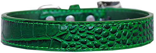 Dog, Puppy & Pet Designer Croc Collar, &quot;Tulsa Plain 3/4&quot; Wide&quot; Emerald Green 16
