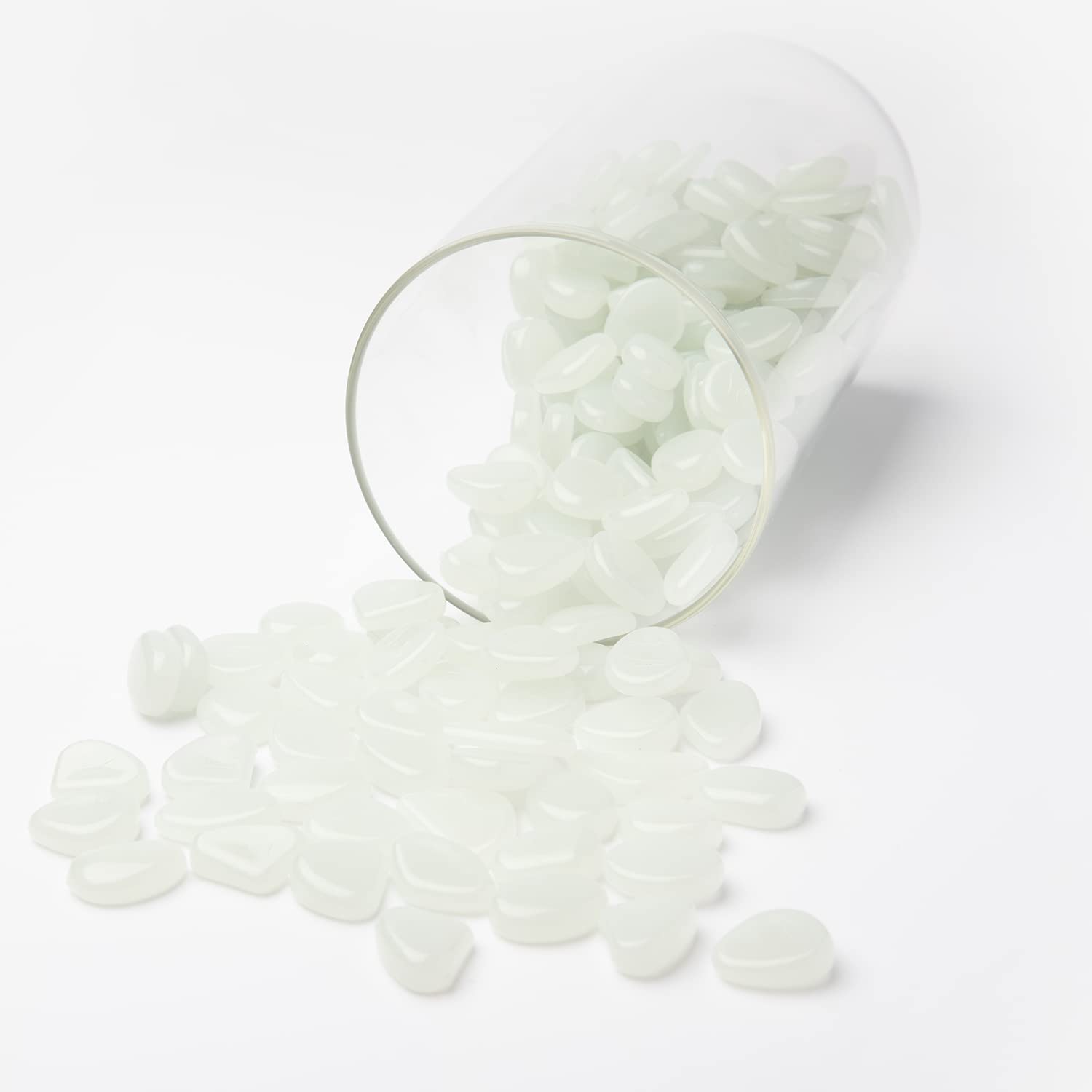 Oubest Glow In The Dark Pebbles/Glow Stones/Glowing Rocks Blue Decor For Garden/Fish Tank/Aquarium/Walkway/Driveway/Plant Pots/Bonsai (500, White)