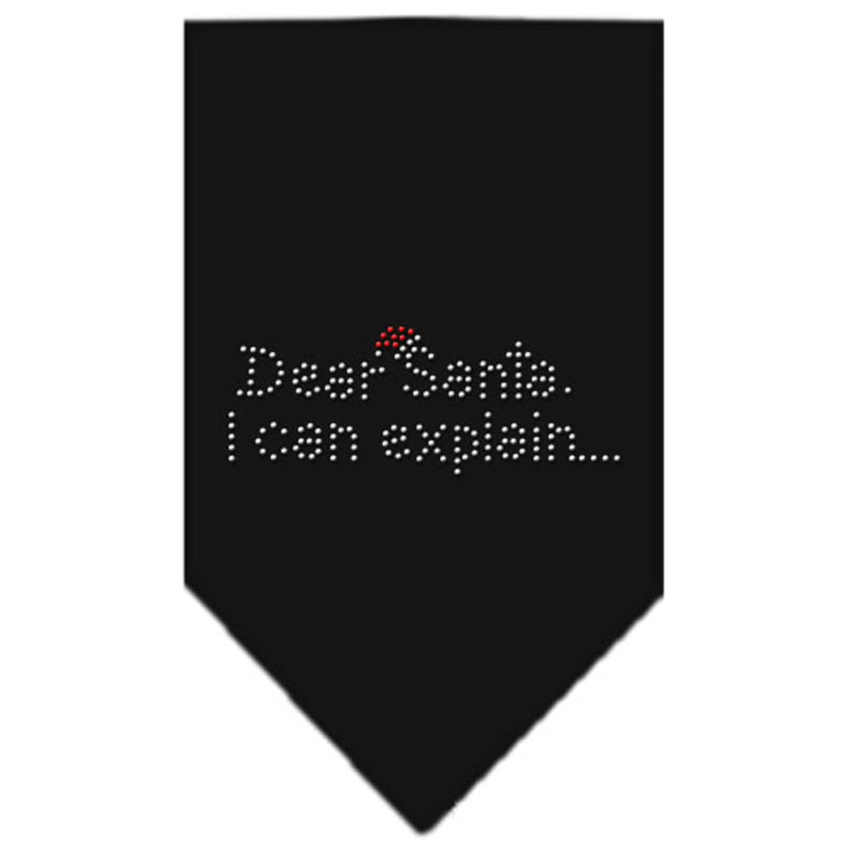 Christmas Pet and Dog Bandana Rhinestone, &quot;Dear Santa, I Can Explain&quot; Black Small