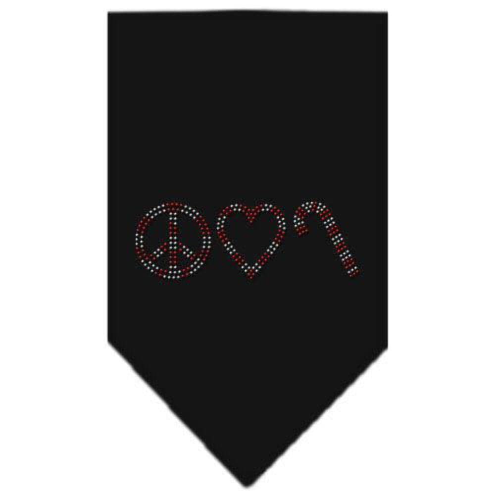 Mirage Pet Products Peace Love Candy Cane Rhinestone Bandana, Small, Cocoa