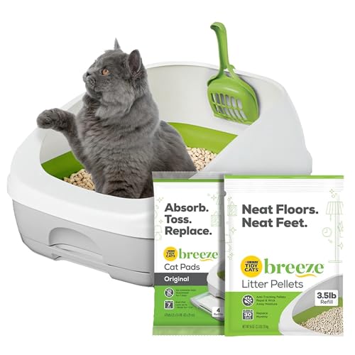 Tidy Cats BREEZE Litter Box System Starter Kit, 7.8 lb, Green, Model 00070230127334, Includes Litter Pellets & Pads