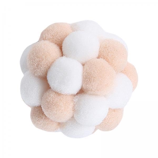 Ujeavette 3Xcat Toy Balls With Bells Soft Indoor Cats Kitty Kitten Interactive Cat Toys White Light Brown