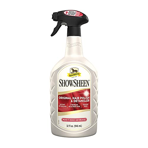 Absorbine Showsheen Hair Polish & Detangler 32Oz Spray Bottle, Horse And Dog Coat, Mane And Tail, Instant Detangling & Reduces Hair Breakage For Healthy Grooming & Radiant Shine