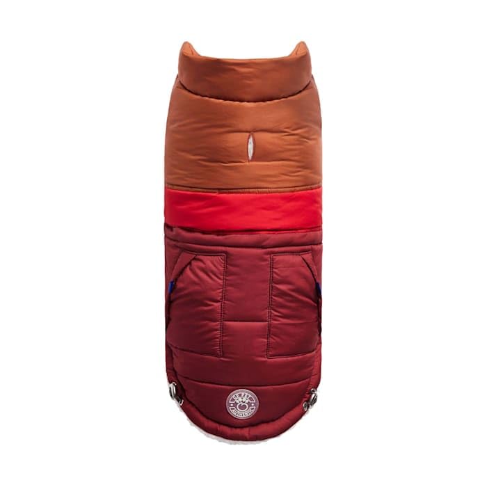 Elasto-Fit Classic Puffer Dog Jacket - Quilted Winter Pet Coat With Adjustable Straps, Waterproof Insulated Dog Outerwear For Small Medium Large Dogs, Easy On Off Design - Dark Red, X-Large