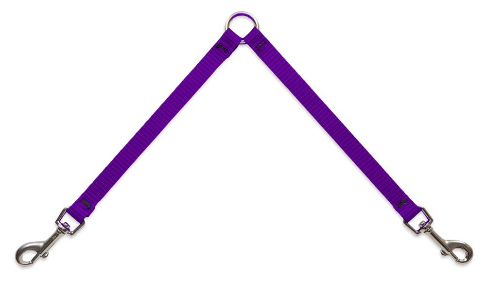 Coupler For Walking Two Small Dogs Together, 1/2' Wide Purple By Lupine, 18' Long