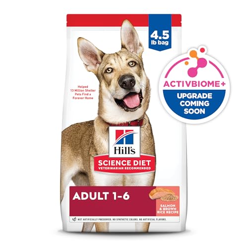 Hills Science Diet Adult 1-6, Adult 1-6 Premium Nutrition, Dry Dog Food, Salmon & Brown Rice, 4.5 lb Bag