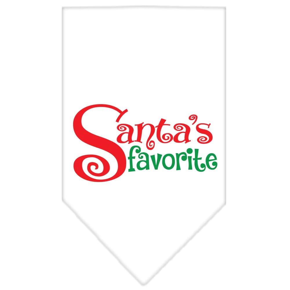 Christmas Pet and Dog Bandana Screen Printed, "Santa's Favorite" Light Pink Small