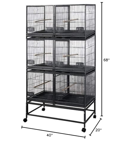 A&E Cage Co Lor4020-3 Black 6-Unit Breeder Cage