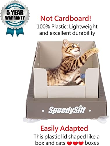Speedysift V1 Open-Top Litter Box Starter Kit, Includes 56Ct Disposable Sifting Liners, Plastic Cardboard Box