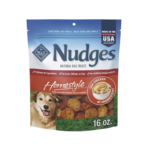 Blue Buffalo Nudges Homestyle Natural Dog Treats, Made in the USA with Real Chicken, Peas, and Carrots, 16-oz. Bag