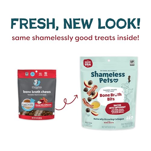 Shameless Pets Dog Training Treats, Bacon Bone Broth Bits - Natural & Healthy Puppy Dog Treats - Soft Training Treats for Dogs w