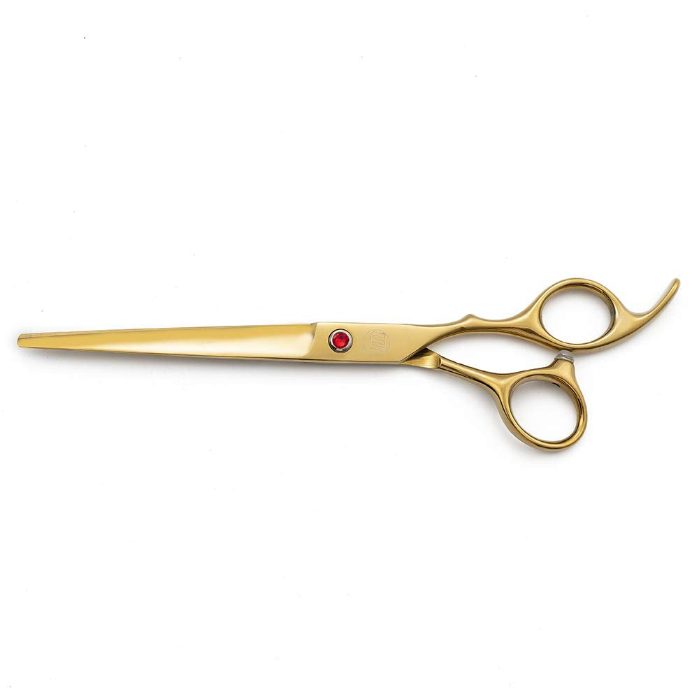 Moontay Professional 7.0' Dog Grooming Scissors Set, 4-Pieces Straight, Upward Curved, Downward Curved, Thinning/Blending Shears For Dog, Cat And Pets, Jp Stainless Steel, Gold
