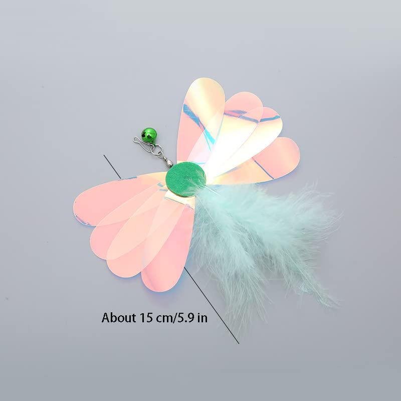 Hokoad Cat Insect Feather Toys Replacement Cat Toy Wand Refills, 6 Pieces Natural Insect Cat Toy Feathers Refill, Interactive Ca