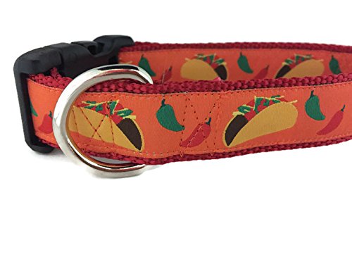 Taco Dog Collar, Caninedesign, Side Release Buckle, 1 Inch Wide, Adjustable, Nylon, Medium And Large (Taco, Large 15-22'')
