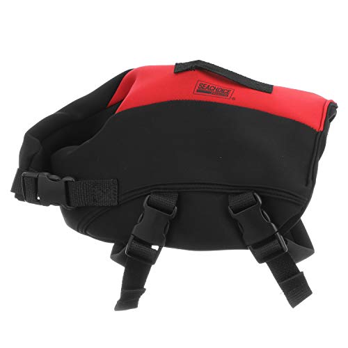 Seachoice Dog Life Vest, Adjustable Life Jacket For Dogs, W/Grab Handle, Red And Black, Size Small, 15-20 Lbs.