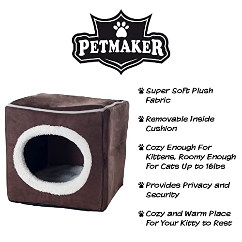 Cat House - Indoor Bed With Removable Foam Cushion - Cat Cave For Puppies, Rabbits, Guinea Pigs, And Other Small Animals By Petm