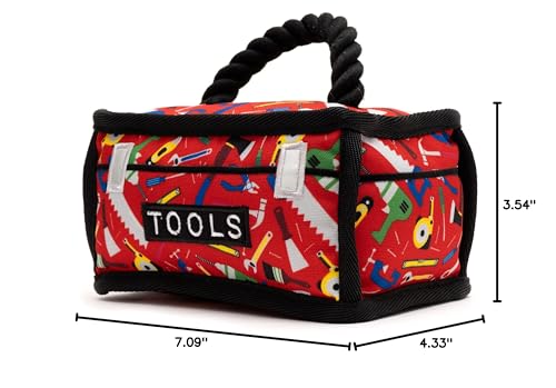 The Worthy Dog Tough Toys - Durable, Chomp-Resistant Dog Chew Toys W/Multiple Squeakers - Red