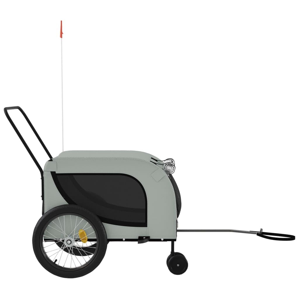 Vidaxl Pet Bike Trailer - Durable Iron And Oxford Fabric With Pvc Cover, Easy Zippered Entrances, Safety Reflectors, For Small Pets & Cargo