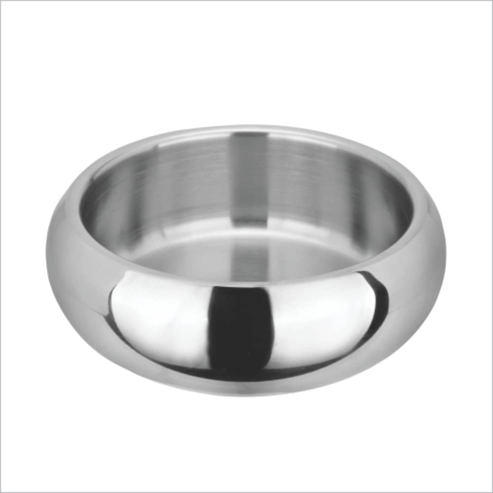 Elton Presents Made In India Export Quality Premium Reti Double Wall Stainless Steel With Silicon Bonded Rubber Base Belly Bowl