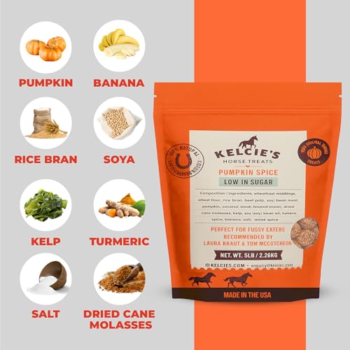 Kelcies Pumpkin Spice Horses Treats - Low Sugar, Starch, and Carbohydrates | Healthy Treats for Horse Supports Superior Digestio