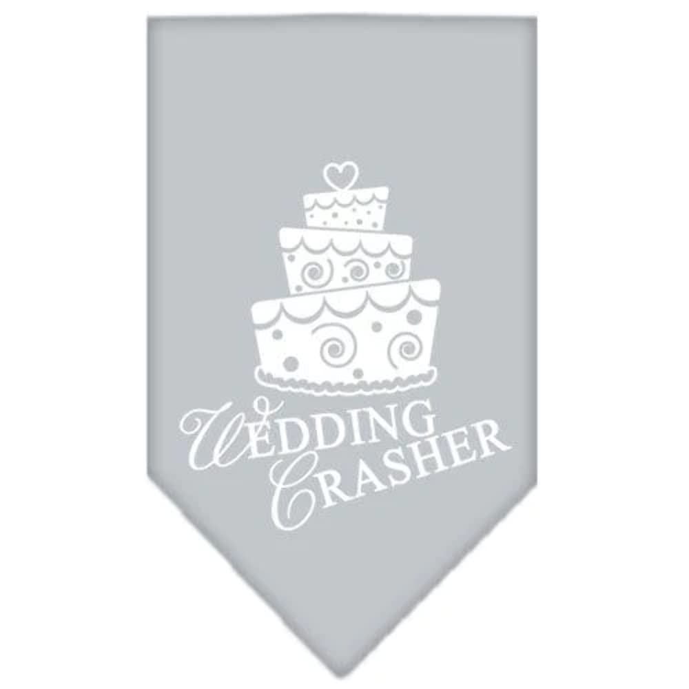 Pet and Dog Bandana Screen Printed, &quot;Wedding Crasher&quot; Gray Small