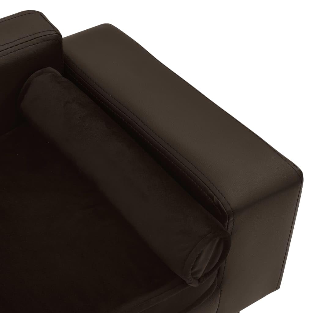 vidaXL Dog Sofa Brown 31.9&quot;x16.9&quot;x12.2&quot; Plush and Faux Leather