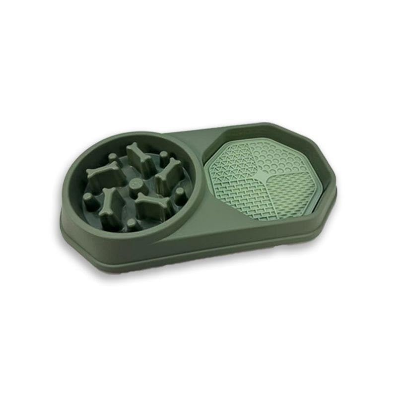 Tukloz Double Pet Bowl Station With Interactive Slow Feeder Maze And Calming Lick Mat, AntiGulping Dog Feeding Station With Int