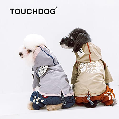 Touchdog 'Cloudburst' Reversible Dog Raincoat - Waterproof Dog Coat and Adjustable Rainbreaker Pet Raincoat or Outdoor Dog Jacket with Built-in Hood Green Small