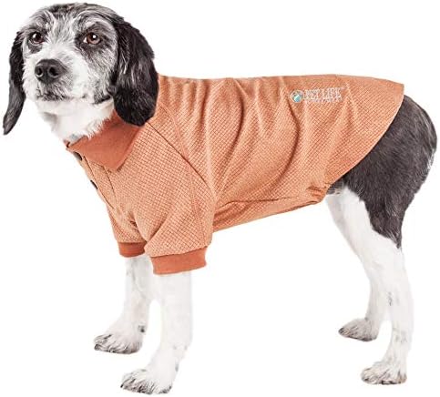 Pet Life  Active Furflexed Relaxstretch Wickproof Performance Dog Polo Tshirt, Tan  Xlarge