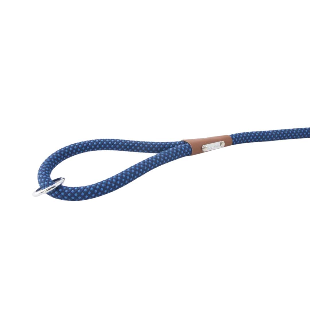 Zippypaws Mod Essential Dog Leash, Durable Rope Leash With Leather Accents, 5 Ft Long, Navy