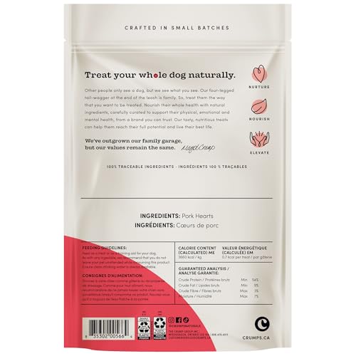 CRUMPS NATURALS Mini Trainers Freeze Dried Pork Hearts 1.9oz, Dog Treats