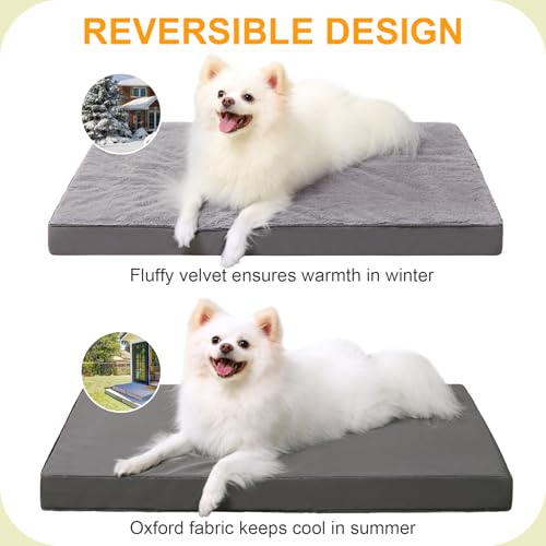 Ksiia Orthopedic Crate Bed: Deluxe Plush Washable Dog Bed For Small Dogs With Egg Crate Foam & Removable Cover, 23 X 17 Inch, Dark Gray
