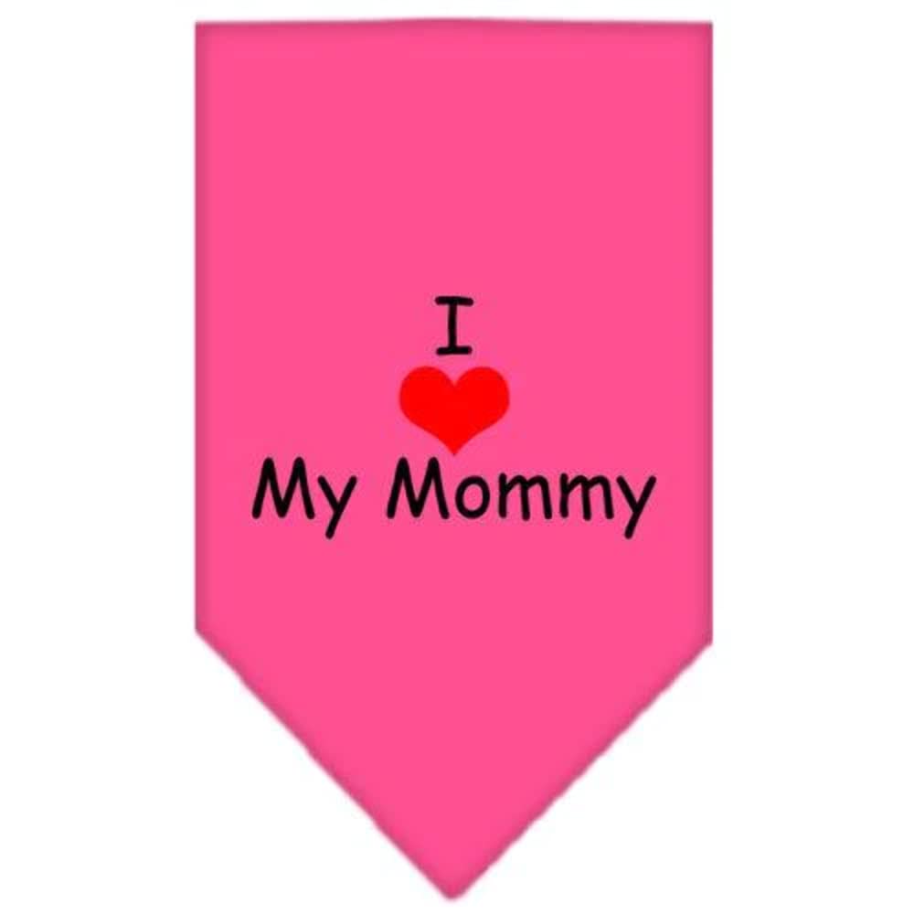 Pet and Dog Bandana Screen Printed, &quot;I Love My Mommy&quot; Emerald Green Small