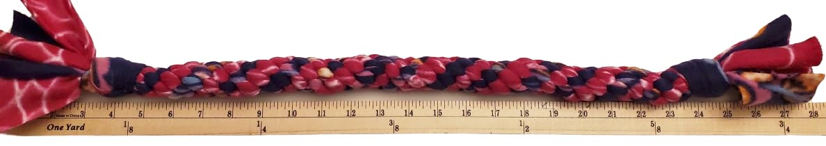 Dog Puppy Tug Pull Toy Rope Play Durable Interactive Entertaining Heavy Duty Fleece Round Square Braid (Pink Purple)