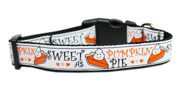 Pet Dog & Cat Nylon Collar or Leash, &quot;Pumpkin Pie&quot; MD Collar