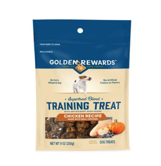 Golden Rewards Dog Training Treats with Real Chicken Recipe, 9 oz Pouch (Pack of 1)