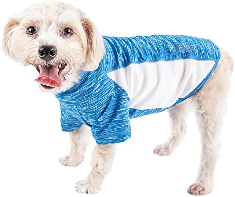 Pet Life  Active Warf Speed Heathered Ultrastretch Sporty Performance Dog Tshirt, Blue Heather And White  Xlarge