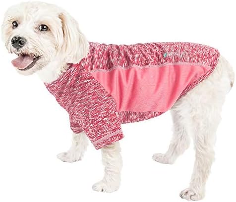 Pet Life  Active Warf Speed Heathered Ultrastretch Sporty Performance Dog Tshirt, Pink Heather With Light Pink  Xlarge