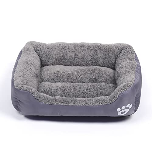 Barelove Square Large Dog Bed Mattress Washable Pads Room, Soft Plush Faux Fur Rectangle Sleeping Pet Bed For Small Medium Large Dogs Cats Puppy, With Anti-Slip Waterproof Bottom (Grey)