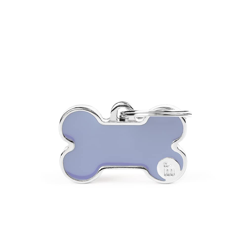 My Family Personalized Pet Id Tag Made In Italy, Small Lilac Bone, Free Engraving, Hand Enamelled In Metal, Basic Handmade Colle