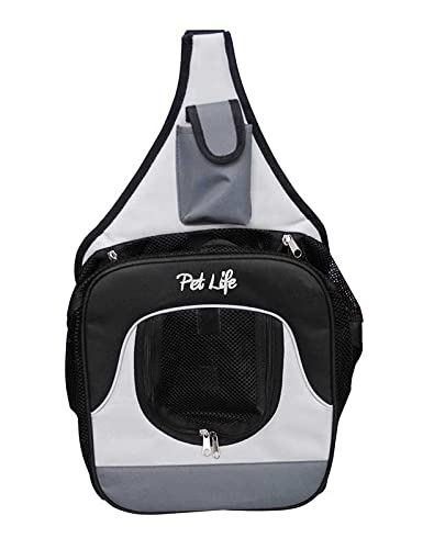 Pet Life Single Strap Over-The-Shoulder Pet Backpack Dog Carrier - Water-Resistant Dog Backpack or Travel Pet Carrier with Built-in Bottle Holder and Pouch