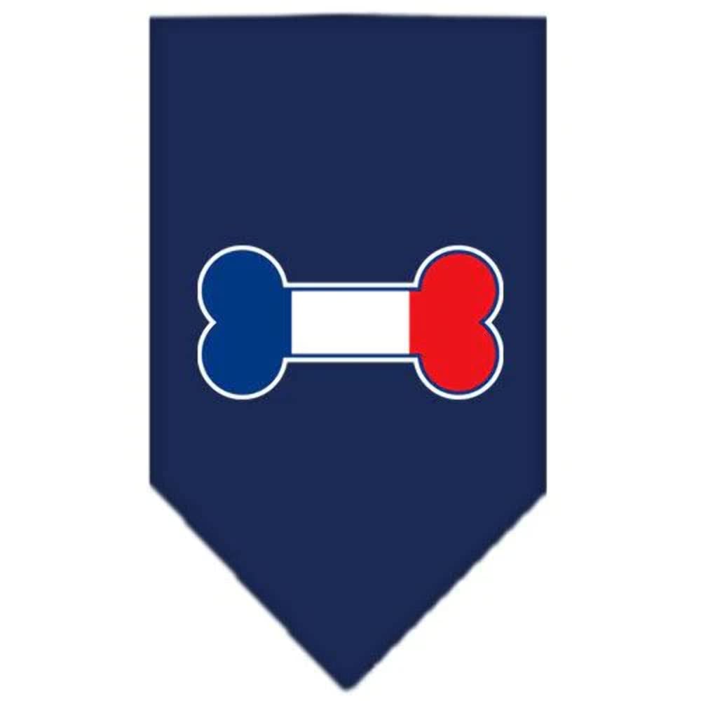 Mirage Pet Products Bone Flag France Screen Print Bandana for Pets, Small, Navy Blue