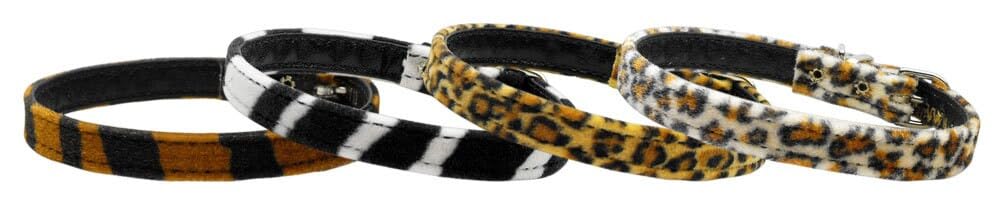 Dog, Puppy & Pet Plain Collar, &quot;3/8&quot; Wide Animal Print&quot; Zebra 16